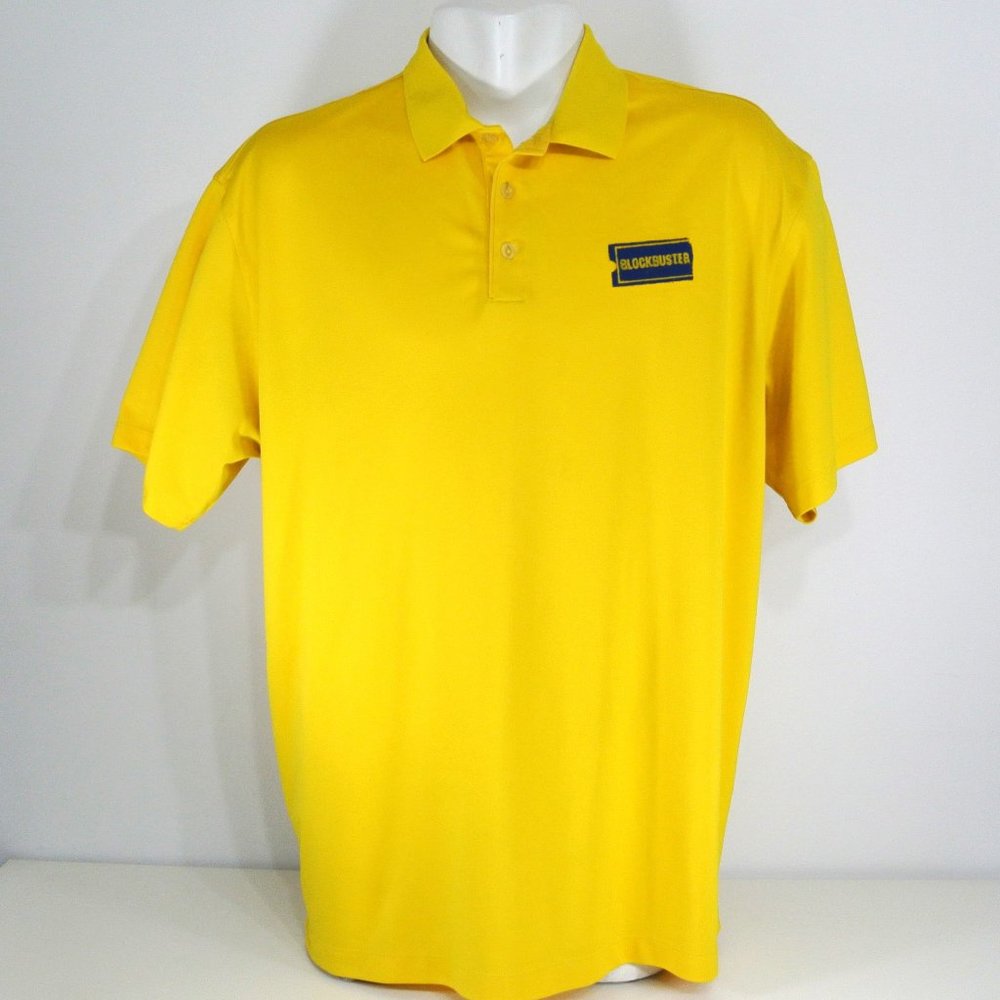 BLOCKBUSTER VIDEO Vintage Yellow Polo Shirt Employee Uniform Shirt NEW